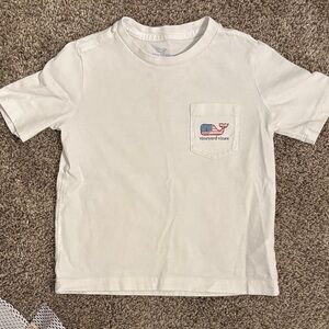 Vineyard Vines Kids White Tee with Flag Logo